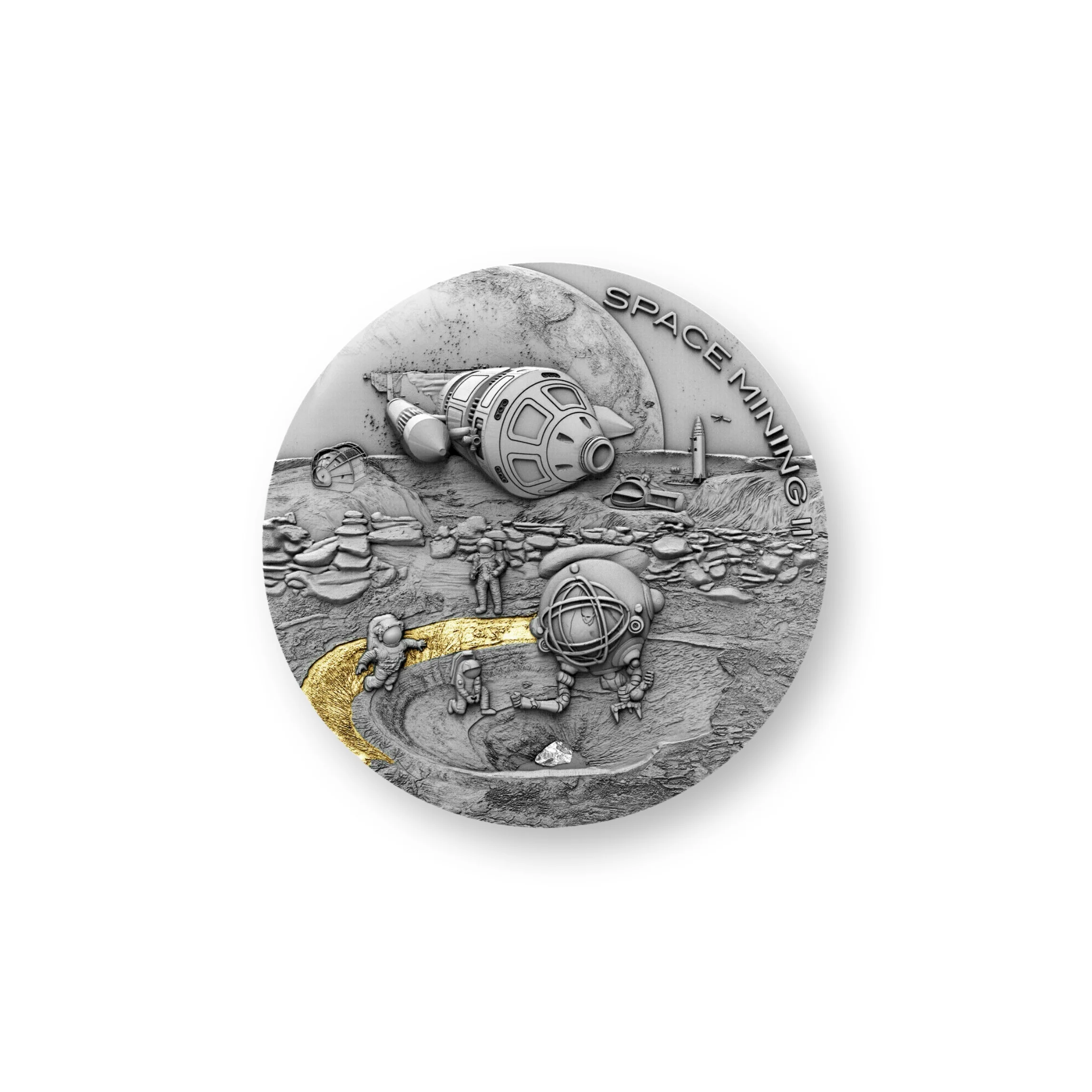 2019 Niue Island, Space Mining II, $1 silver, with meteorite