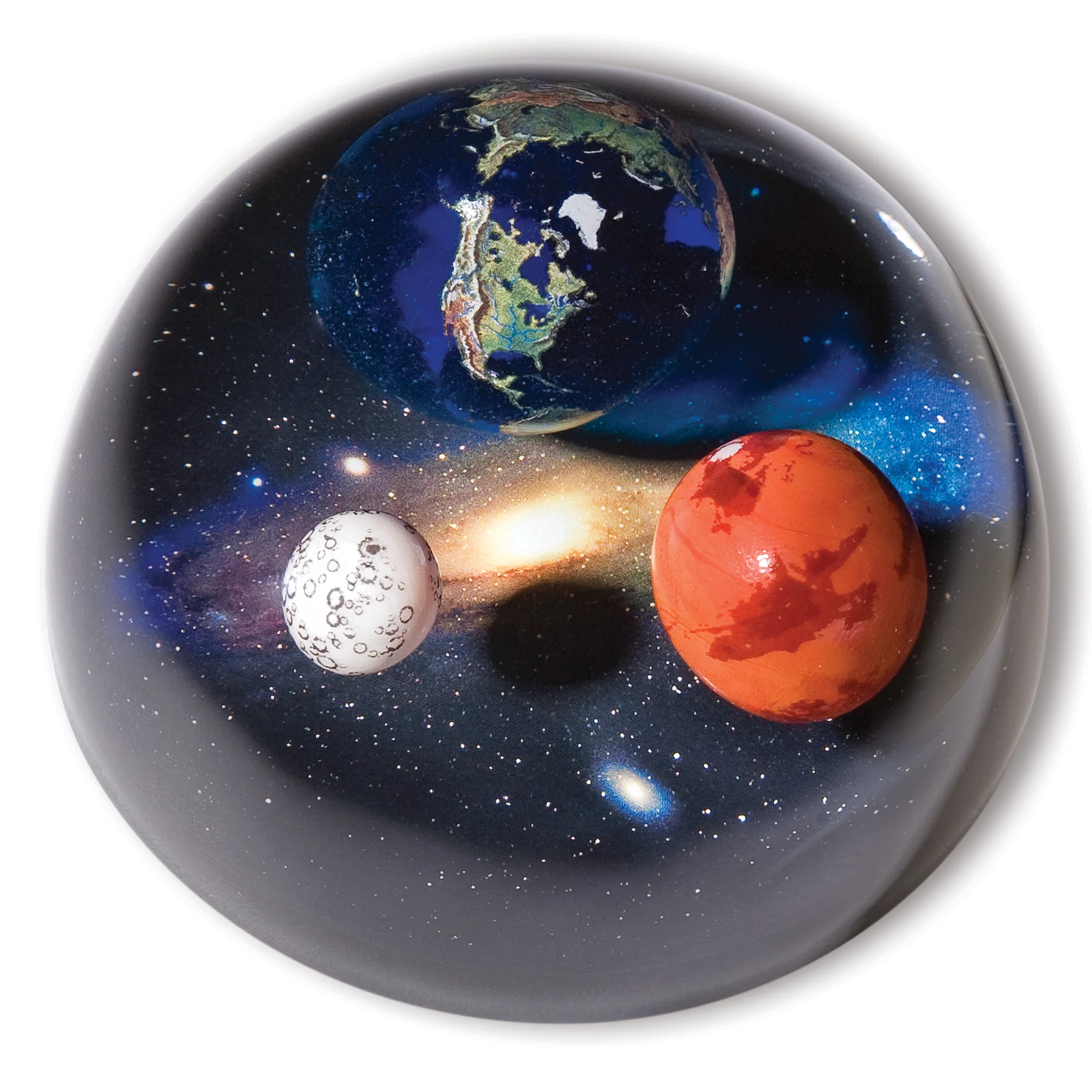 4” Dia. Natural Earth, Mars and Moon To Scale Andromedome