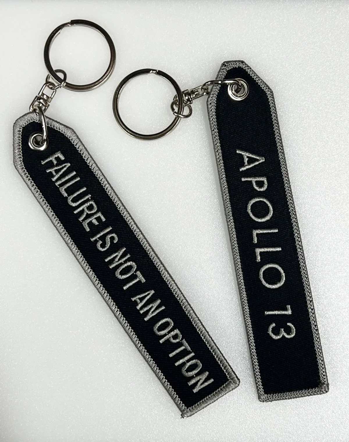 Apollo 13" and "Failure is Not an Option" - Keychain in Silver & Black