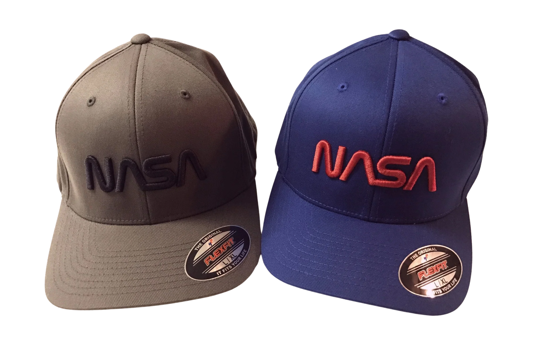 NASA Worm Logo Flexfit Structured Twill Cap with 'Puffy' Style Logo